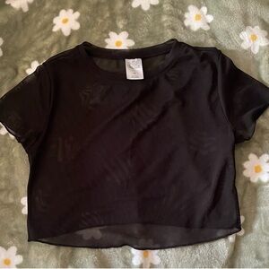 Wild Fable Black Sheer Mesh Short Sleeve Crop Top Cover Up